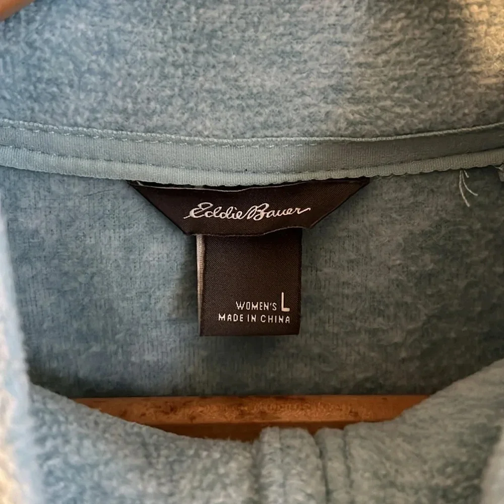 Eddie Bauer Light Teal Half-Zip Pullover Sweatshirt - Picture 3 of 10